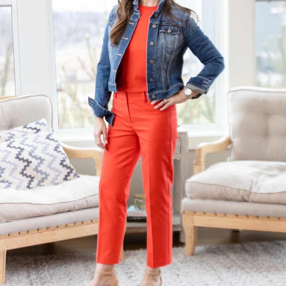 Loft Pants, Coral Red Color, Worn Once, Size 2